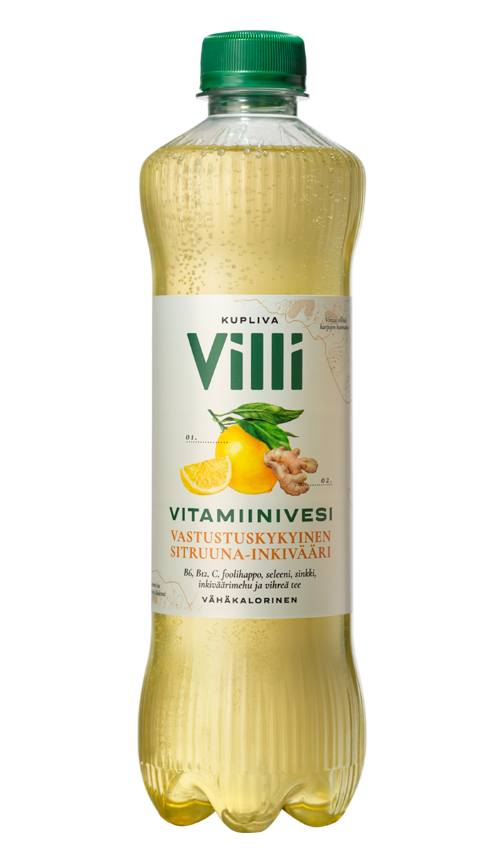 Villi Vitamiinivesi sitruuna-inkivääri -juoma